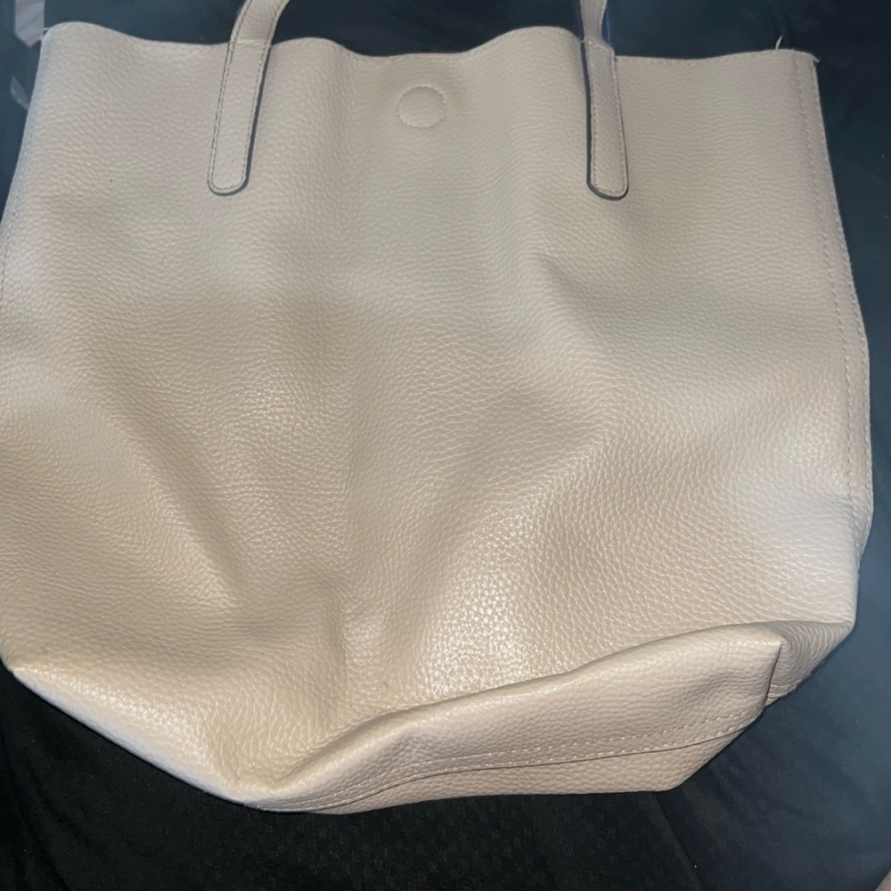 Off white/ Navy Blue Tote Bag